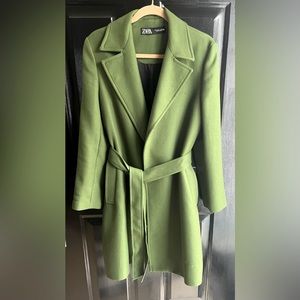 Gorgeous green Zara wrap coat. Size small